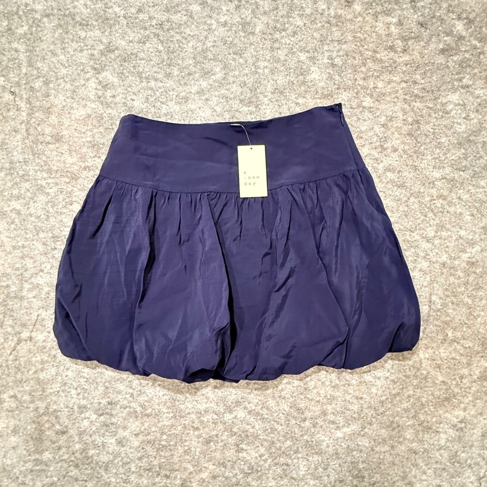 A New Day Navy Blue Bubble Mini Skirt‎ Size 8 NWT Modal Blend